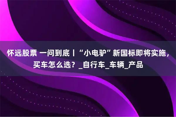 怀远股票 一问到底丨“小电驴”新国标即将实施,买车怎么选?_自行车_车辆_产品